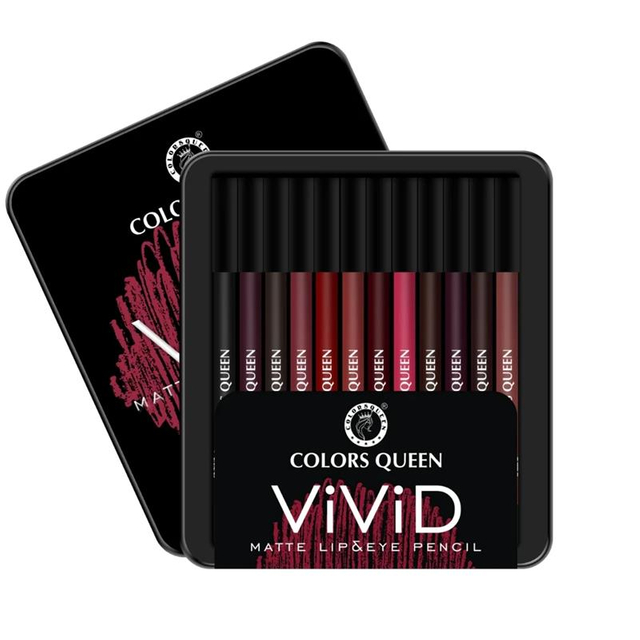 Colors Queen Vivid Matte Lip And Eye Pencil Pack of 12